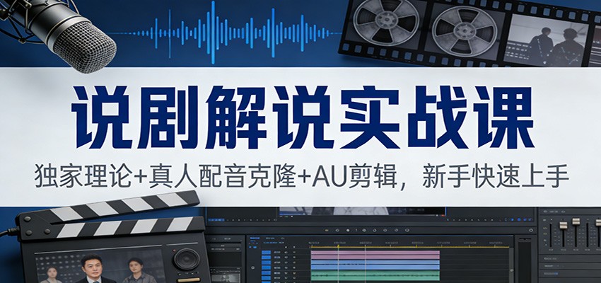 图片[1]-说剧解说实战课：独家理论+真人配音克隆+AU剪辑，新手快速上手-优优云网创