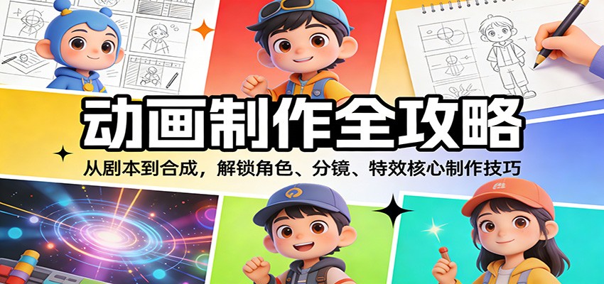 图片[1]-动画制作全攻略：从剧本到合成，解锁角色、分镜、特效核心制作技巧-优优云网创